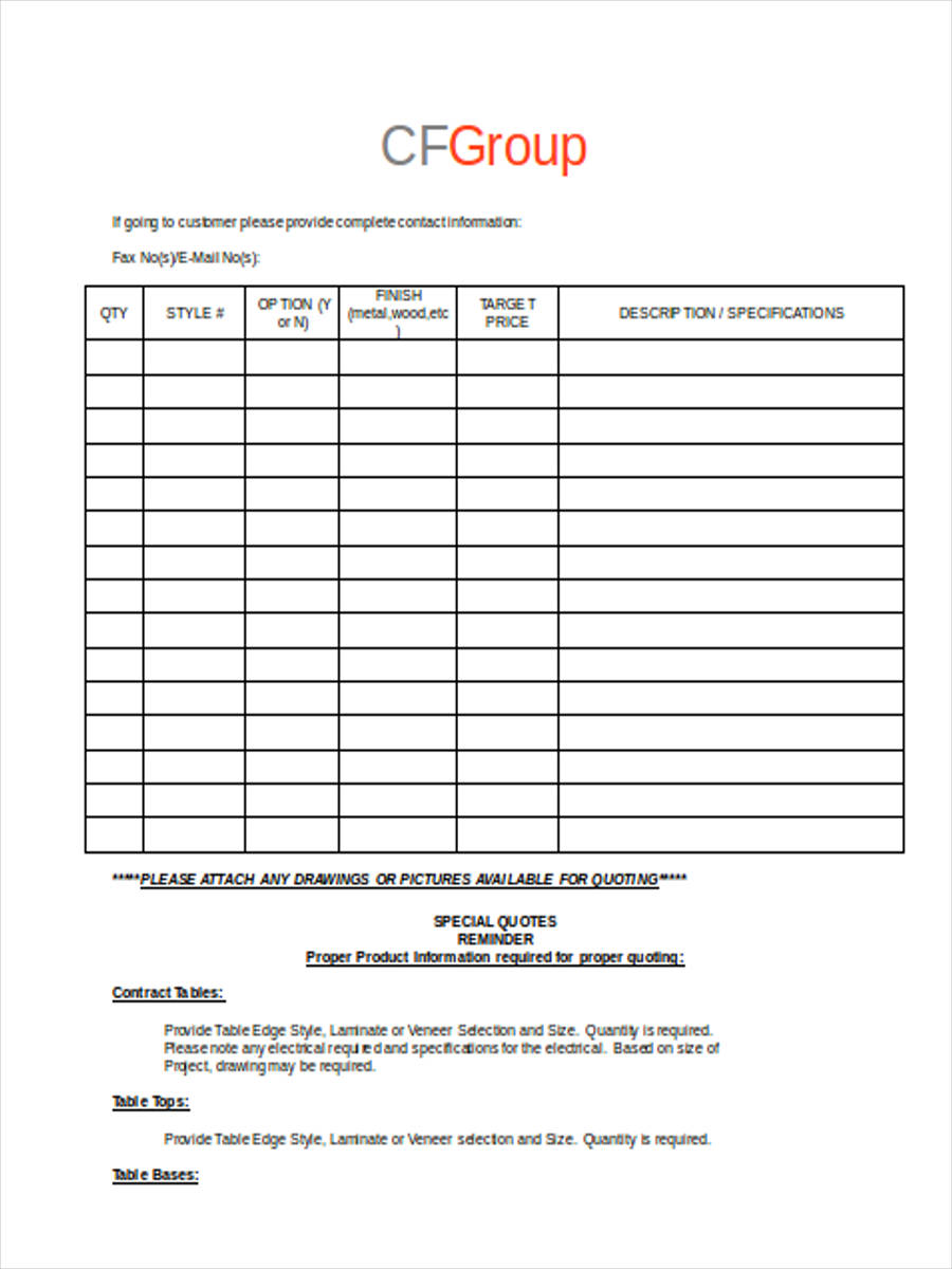 sales quote form