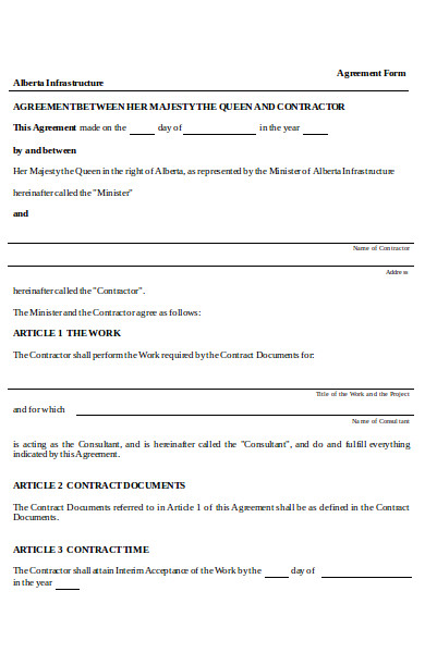 sample agreement form