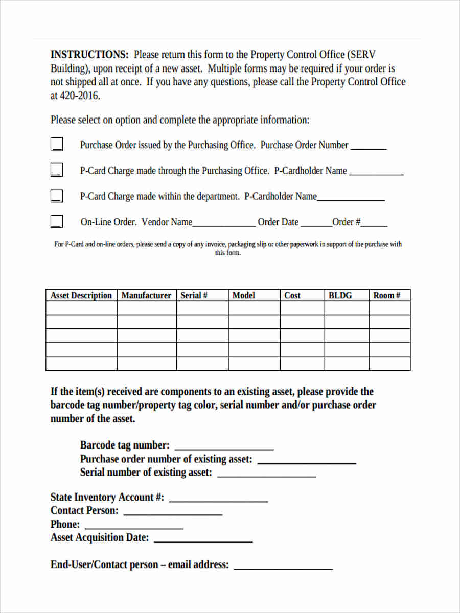 FREE 5 Asset Receipt Forms In MS Word PDF