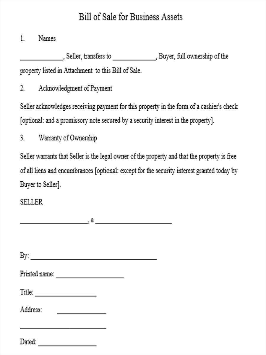 sample bill of sale form1