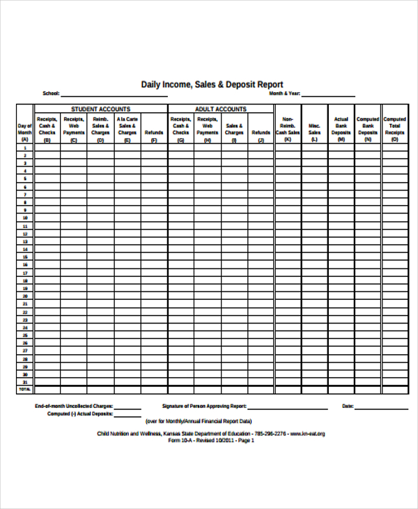 sample daily sales report form1