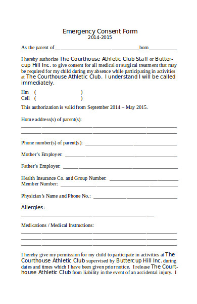 sample emergency consent form