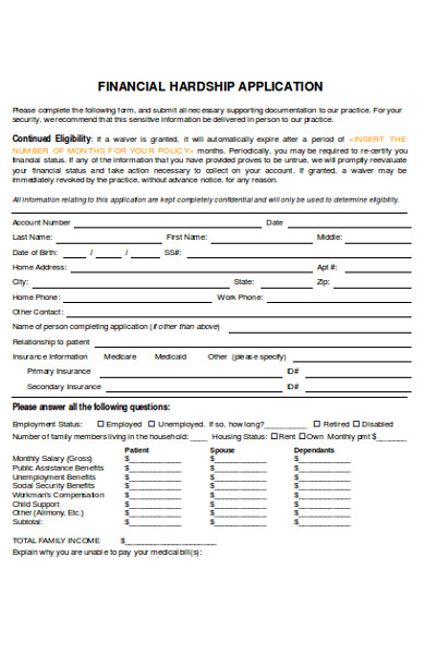 FREE 7+ Financial Hardship Forms in PDF | Ms Word