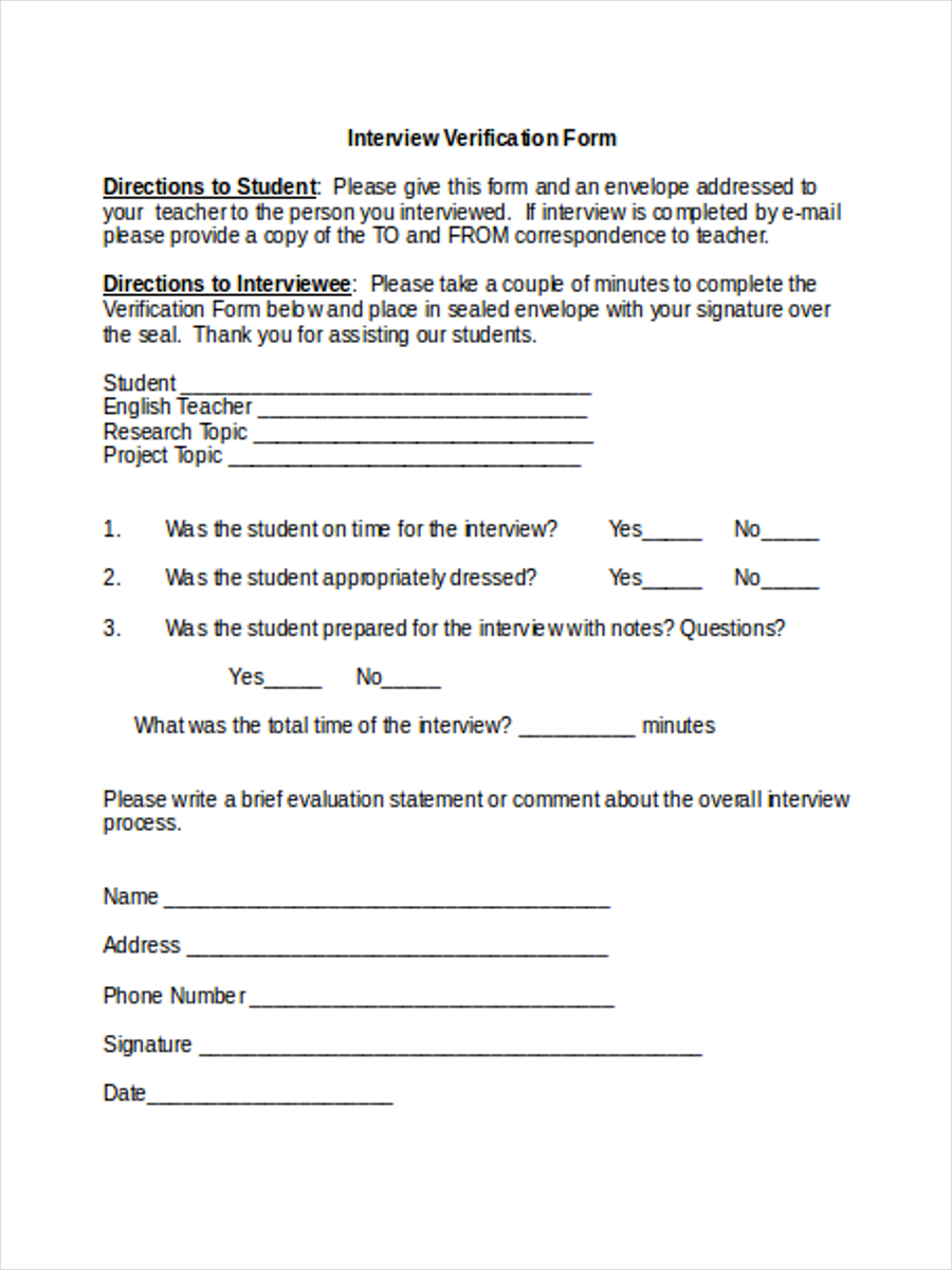 FREE 40+ Interview Forms in MS Word PDF Excel