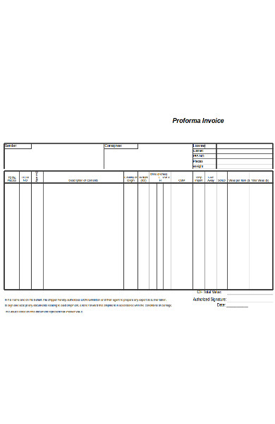 sample proforma invoice form