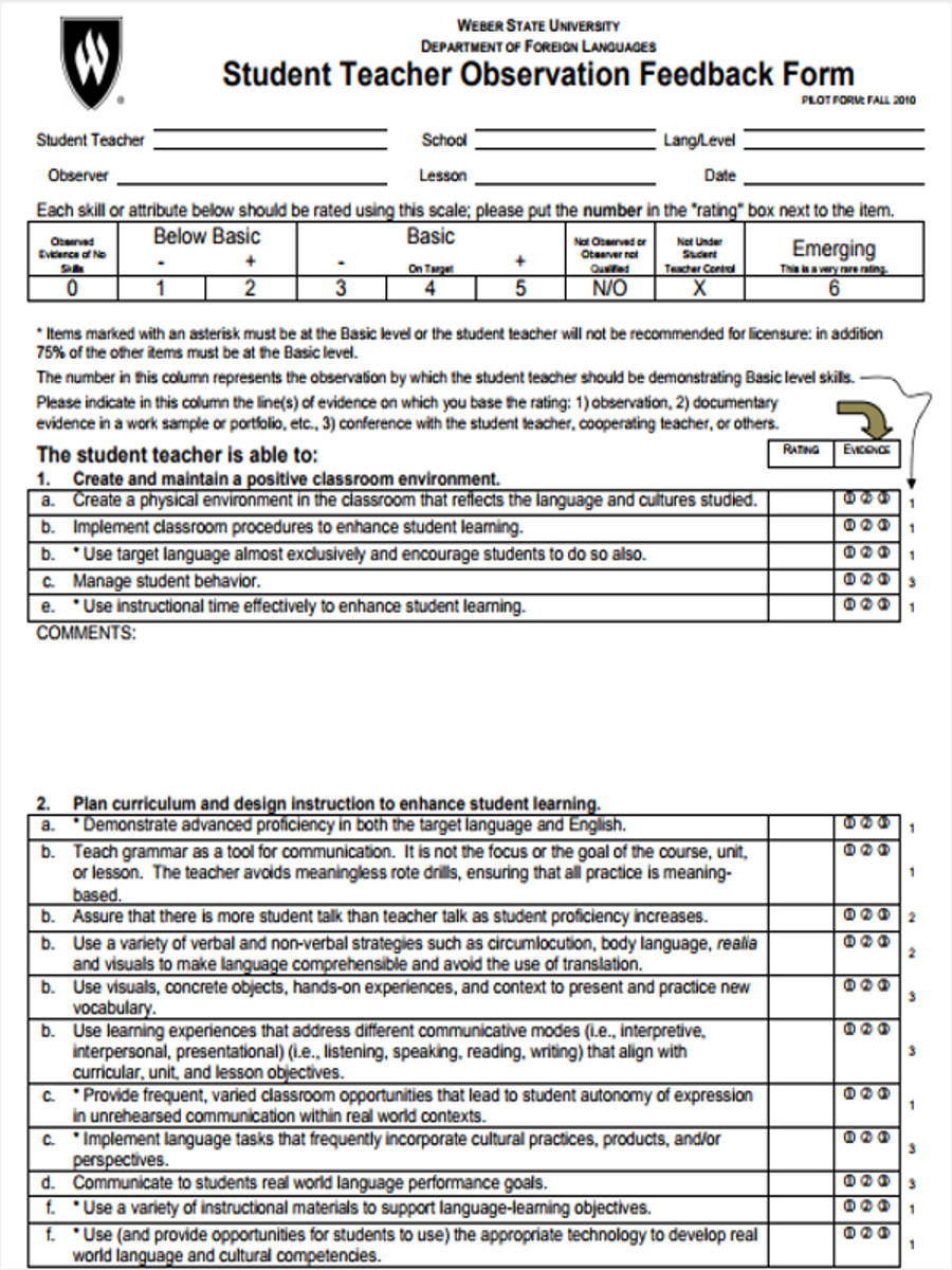 teacher assignment comments