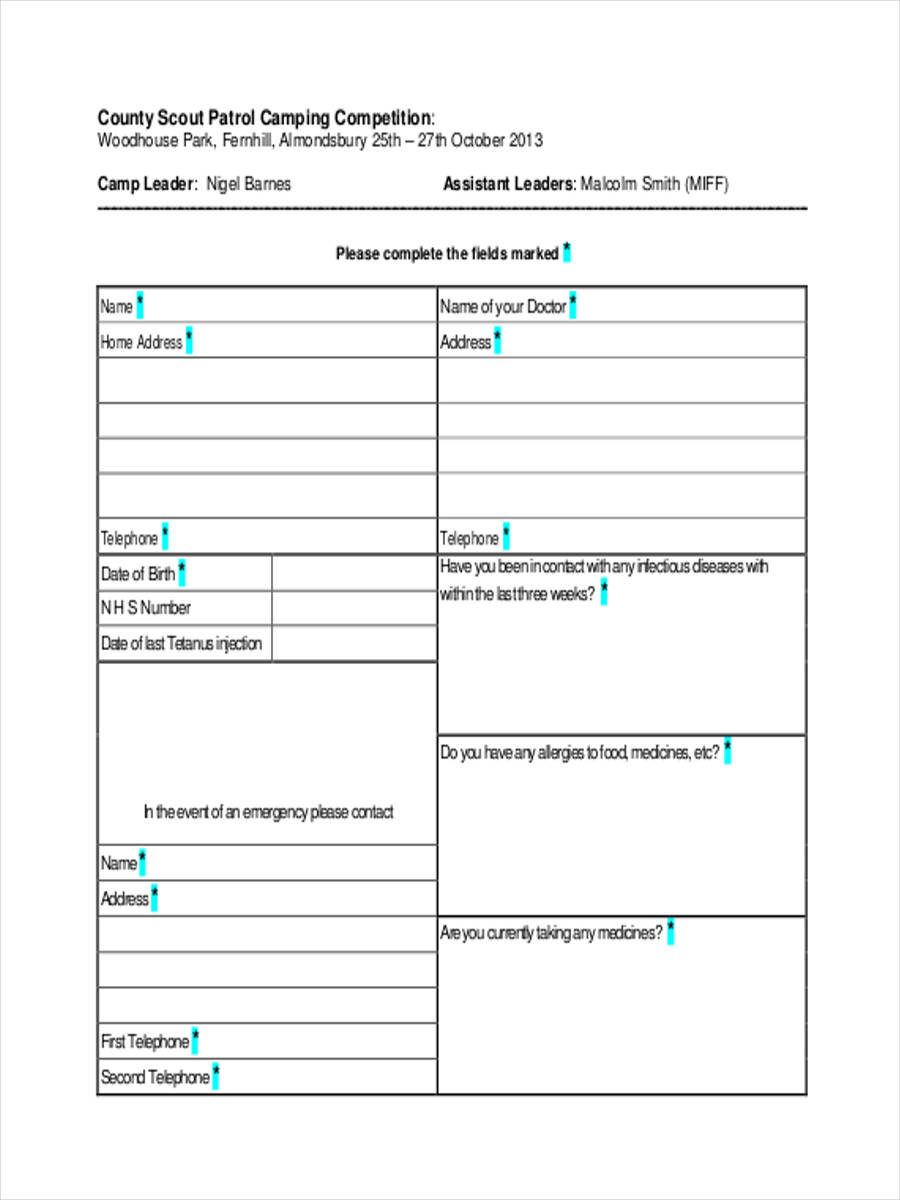 scout health information form