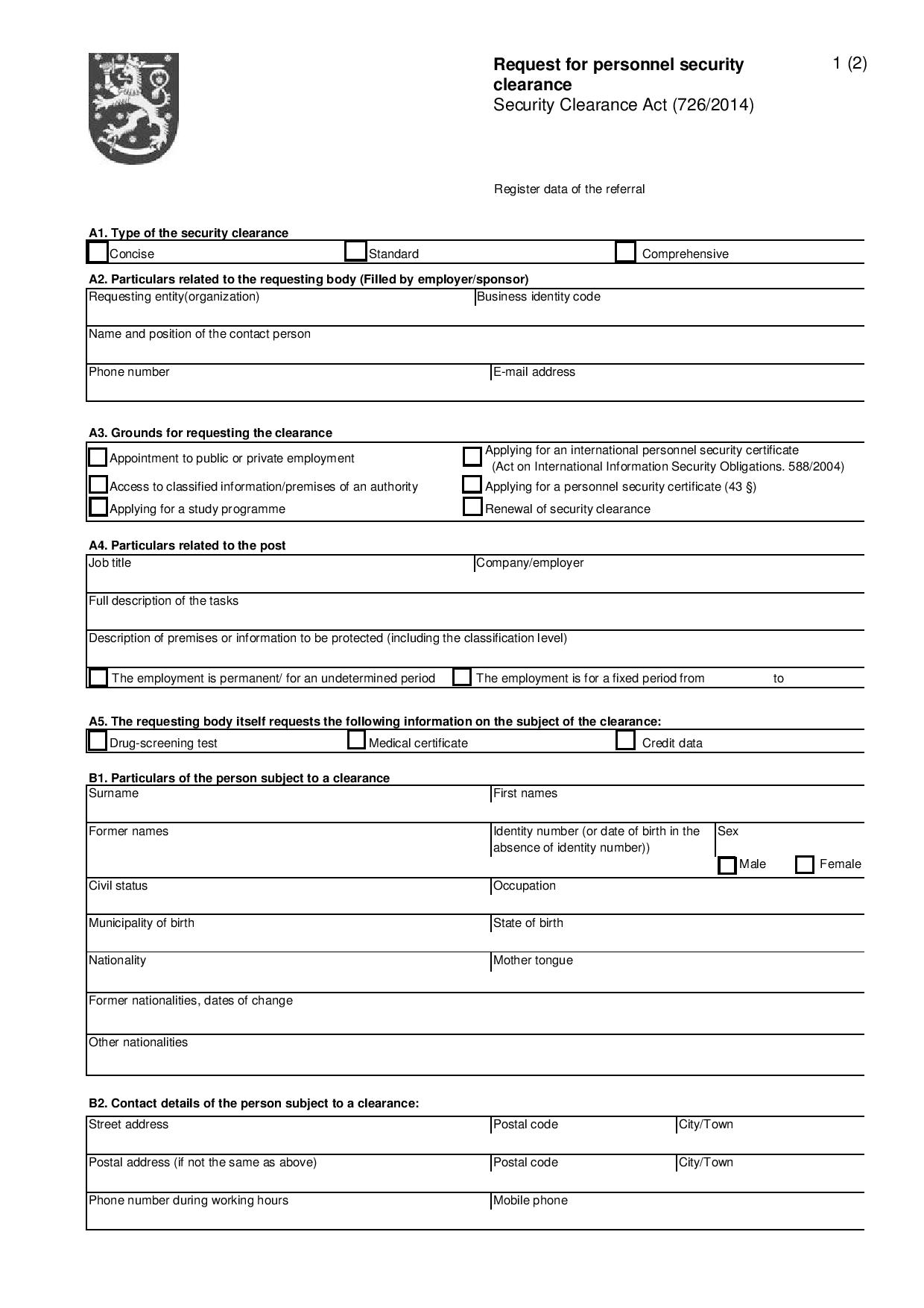 security clearance request form1