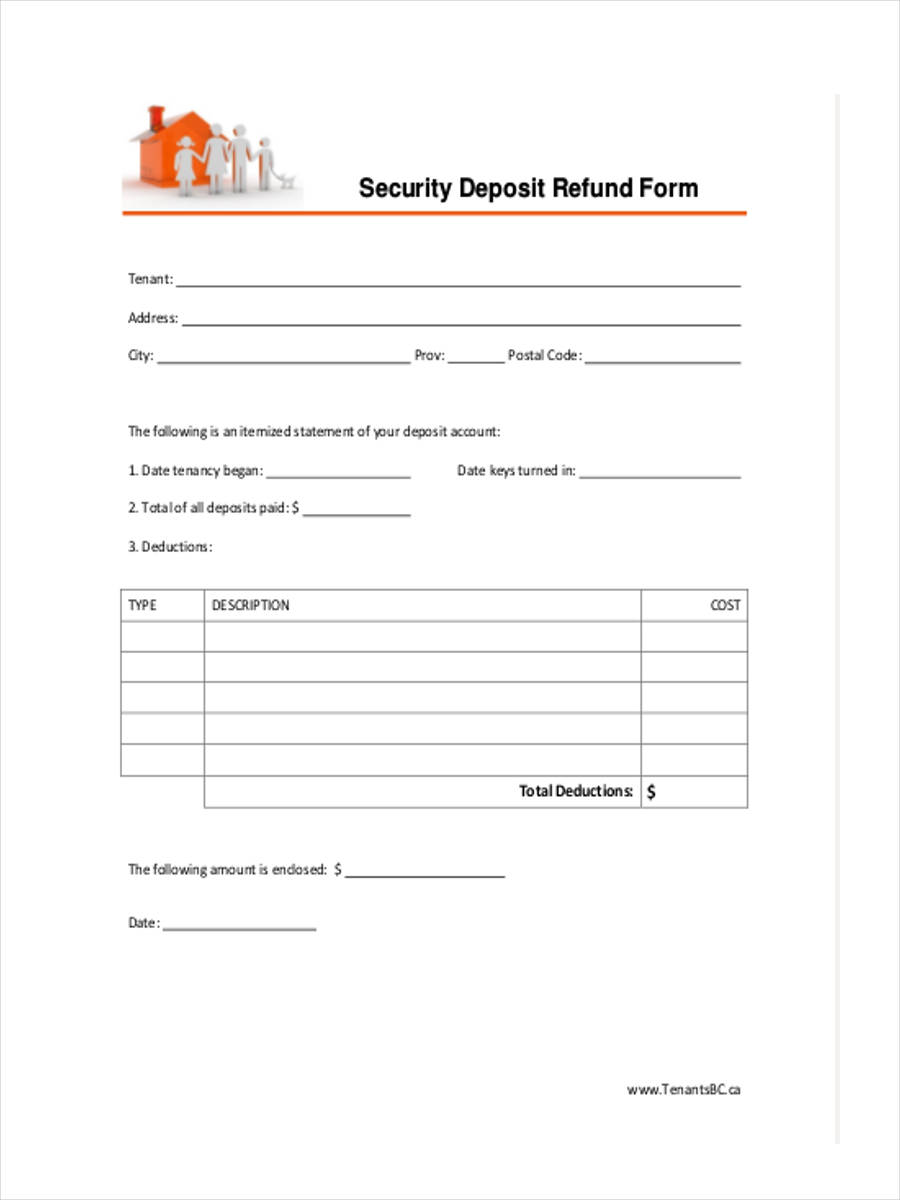 Security Deposit Refund Form Template