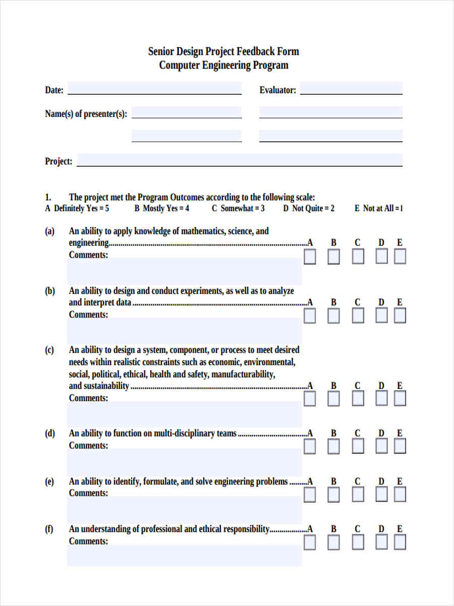 senior design project feedback