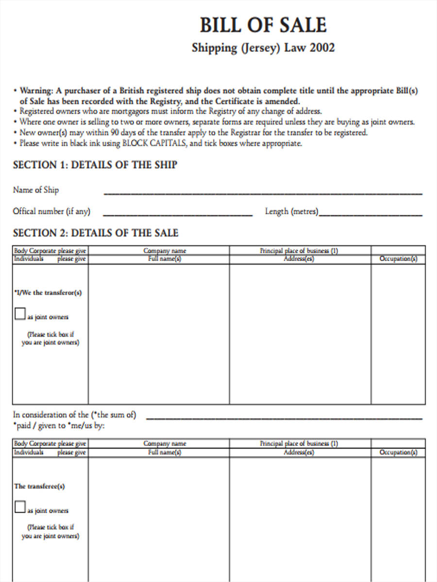 free 7 business bill of sale forms in pdf