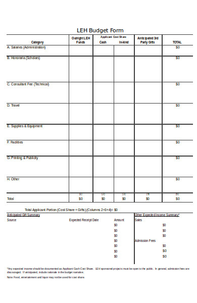 simple budget form