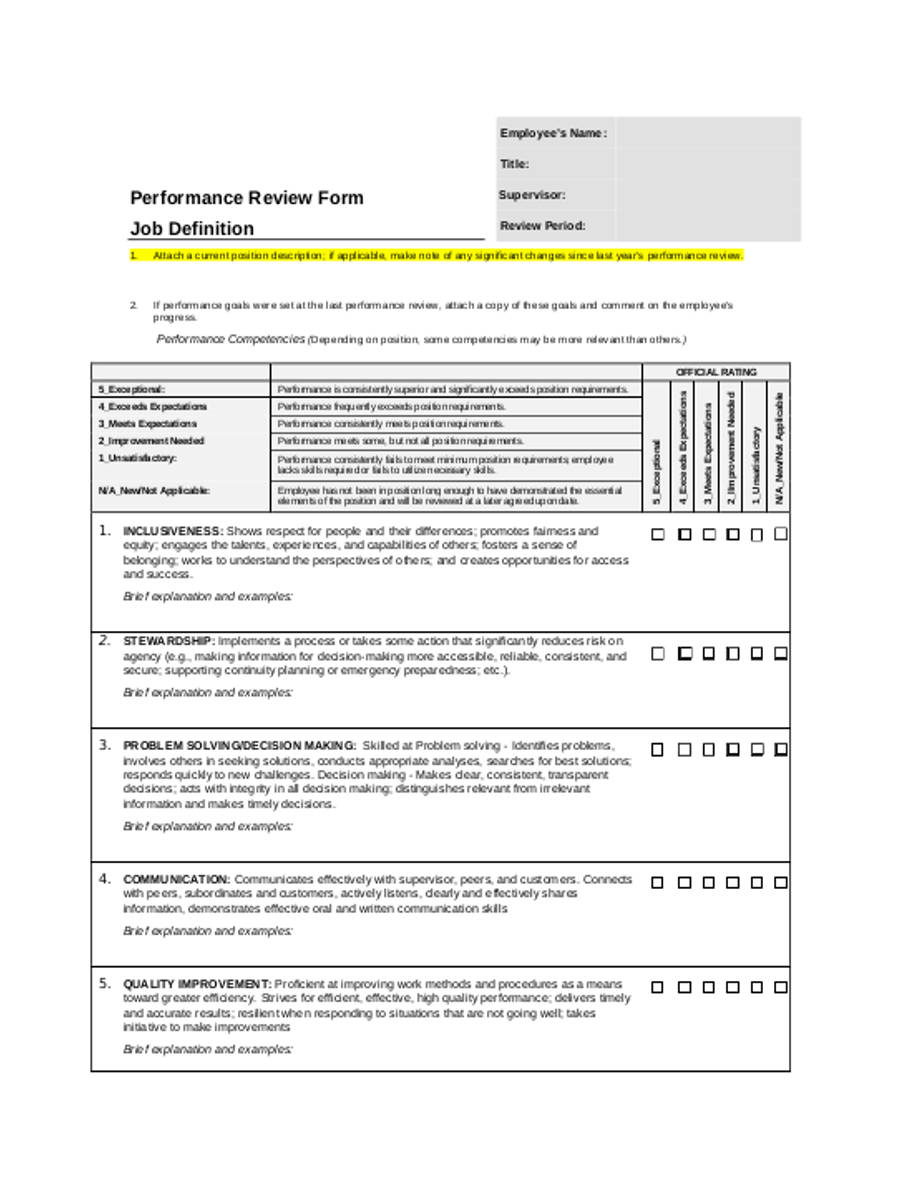 FREE 27+ Performance Review Forms in PDF
