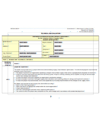 simple technical evaluation form
