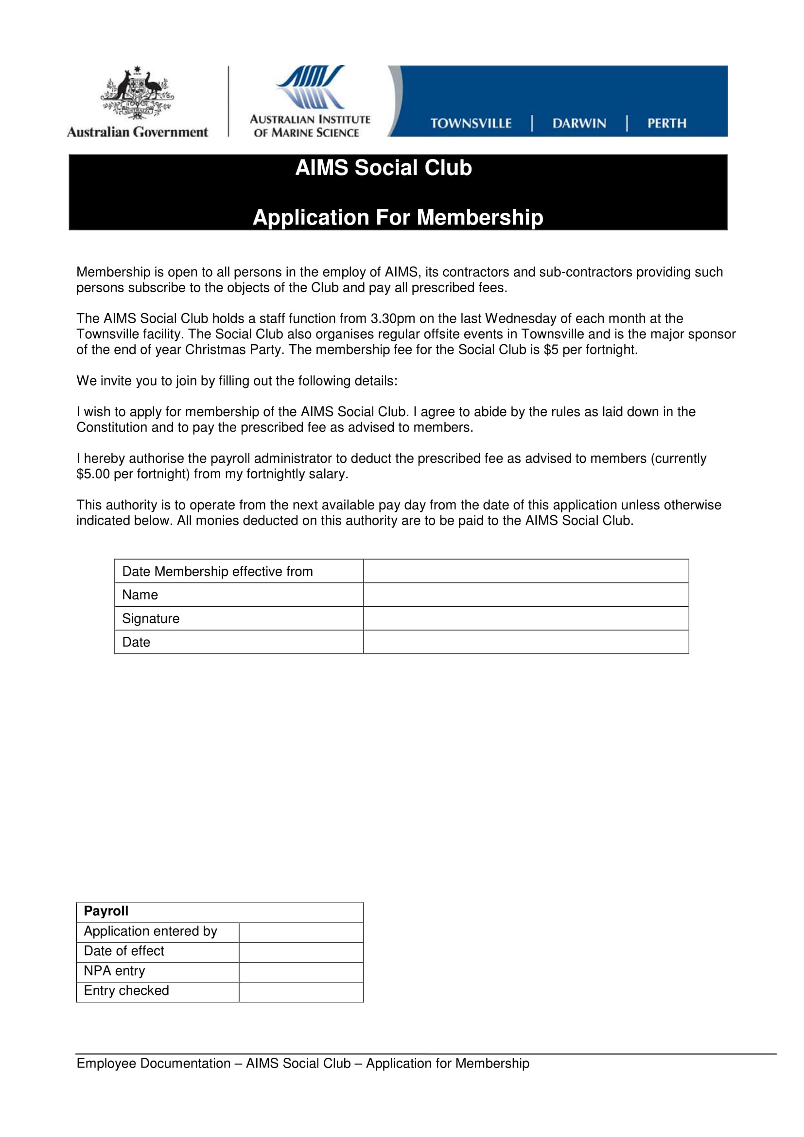 social club membership application form 1