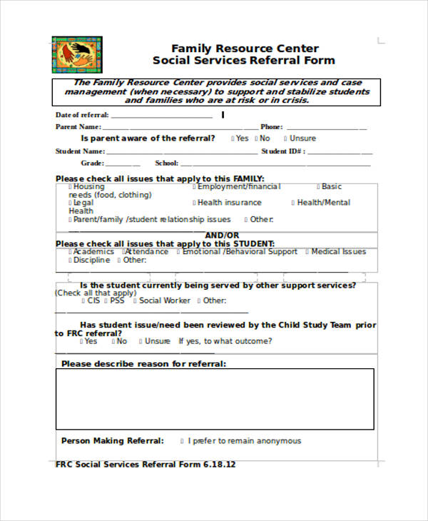 social services report form