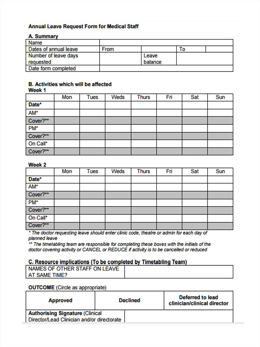 Annual Leave Request Form Template DocTemplates