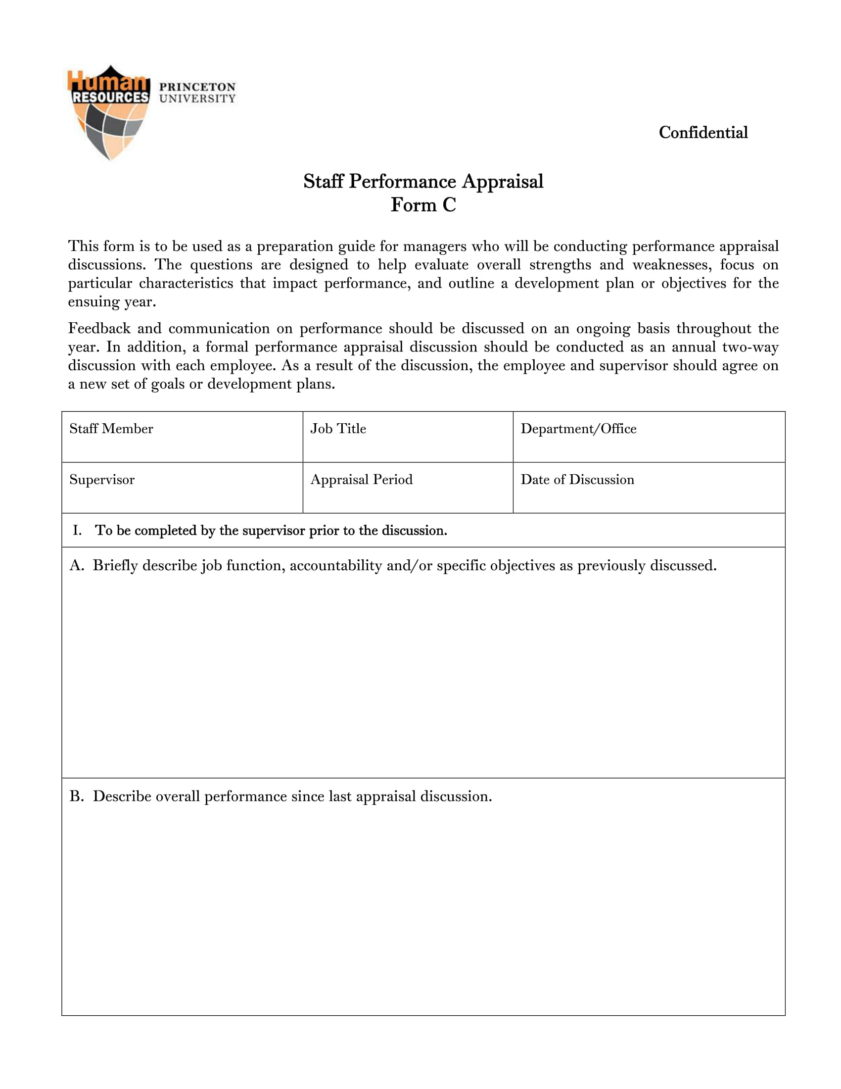 staff appraisal feedback form 1