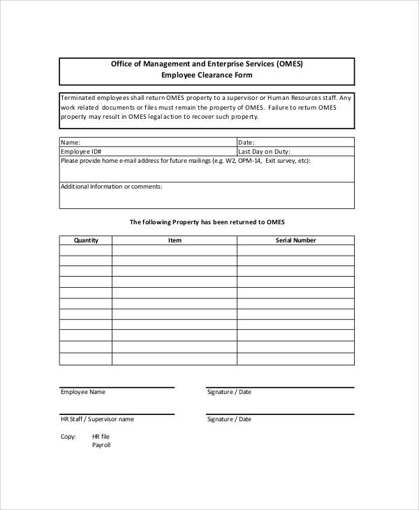 FREE 7+ Staff Clearance Forms in PDF | MS Word