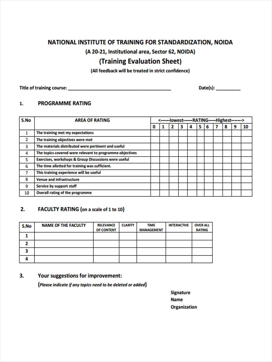 staff training feedback form