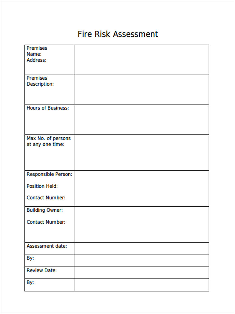 Printable Risk Assessment Forms 