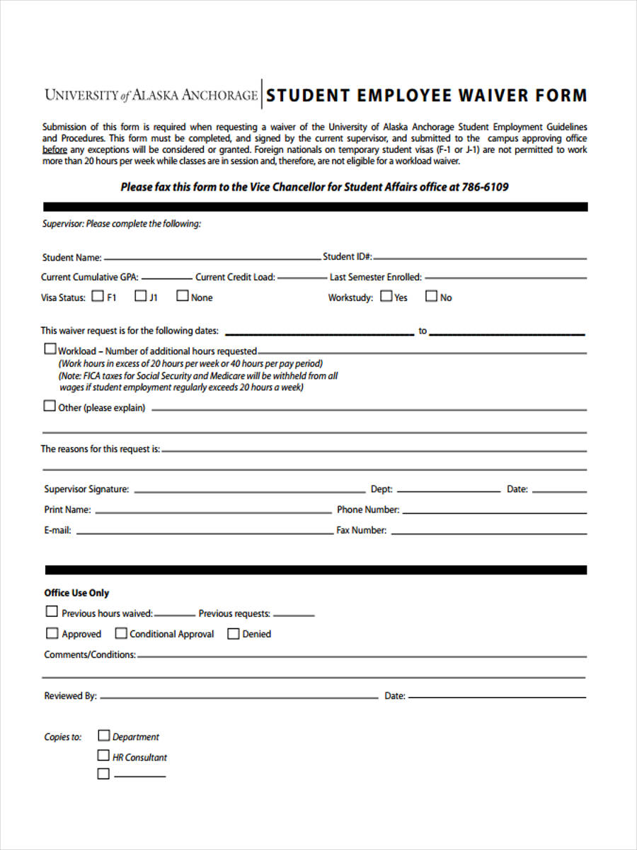 student employee waiver form