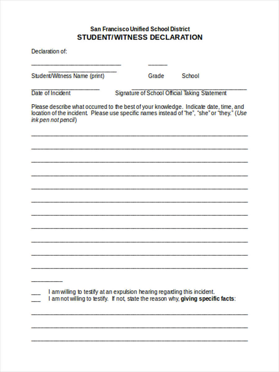 free witness statement form