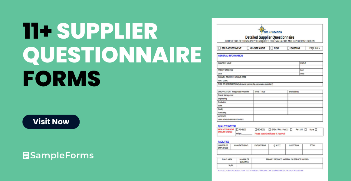 suppliers questionnaire form