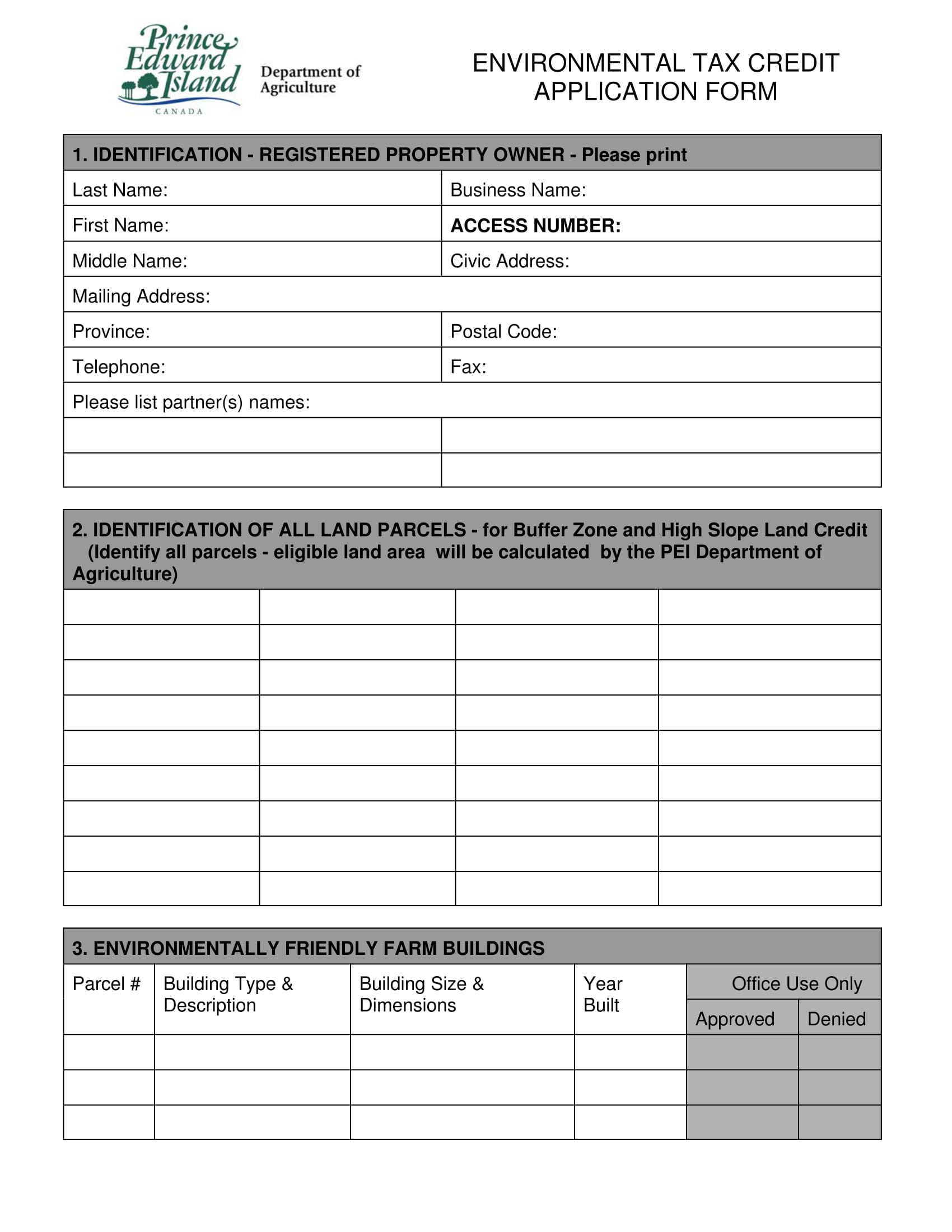 tax credit application form 1