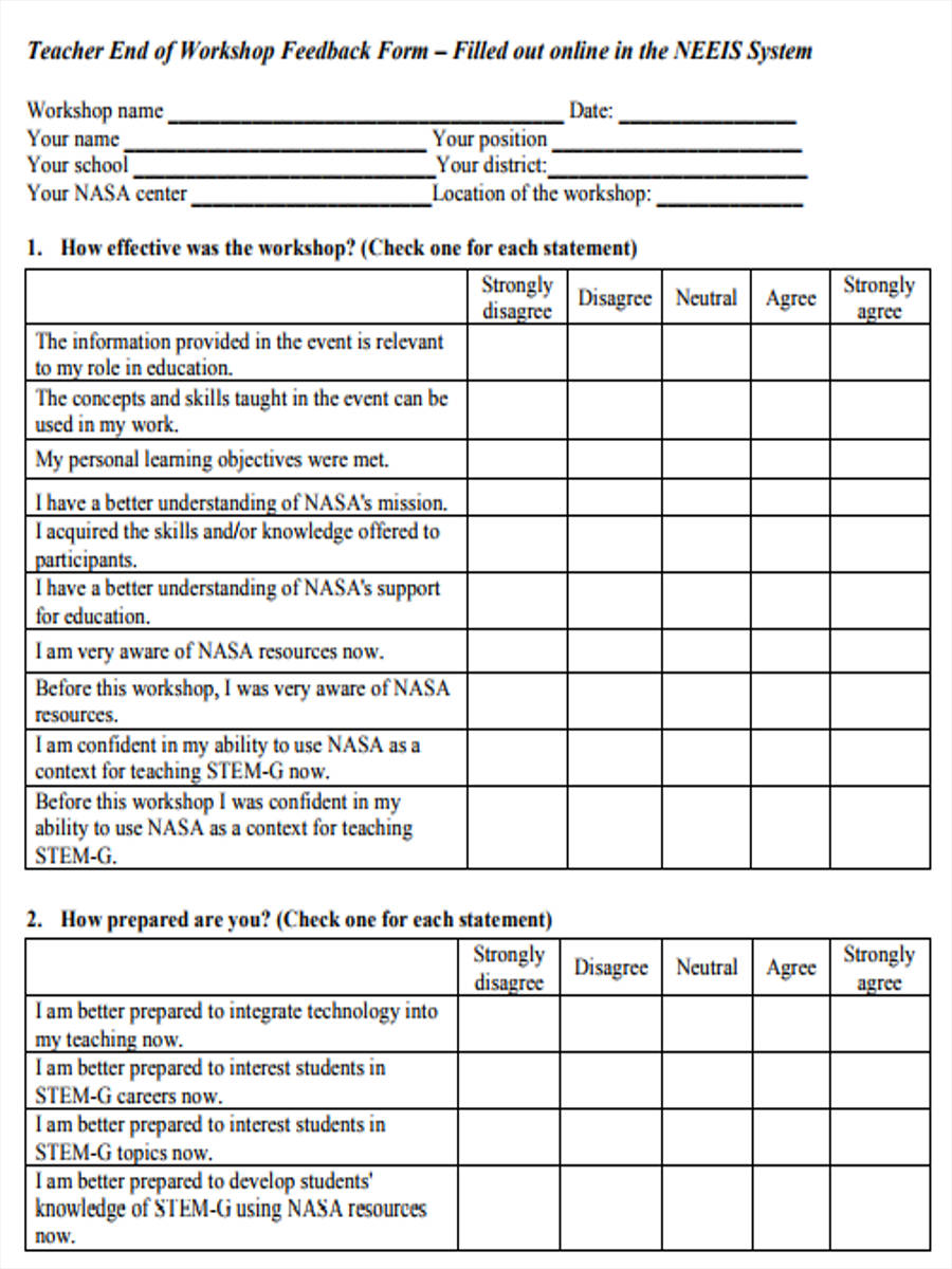 Teaching Observation Feedback Examples