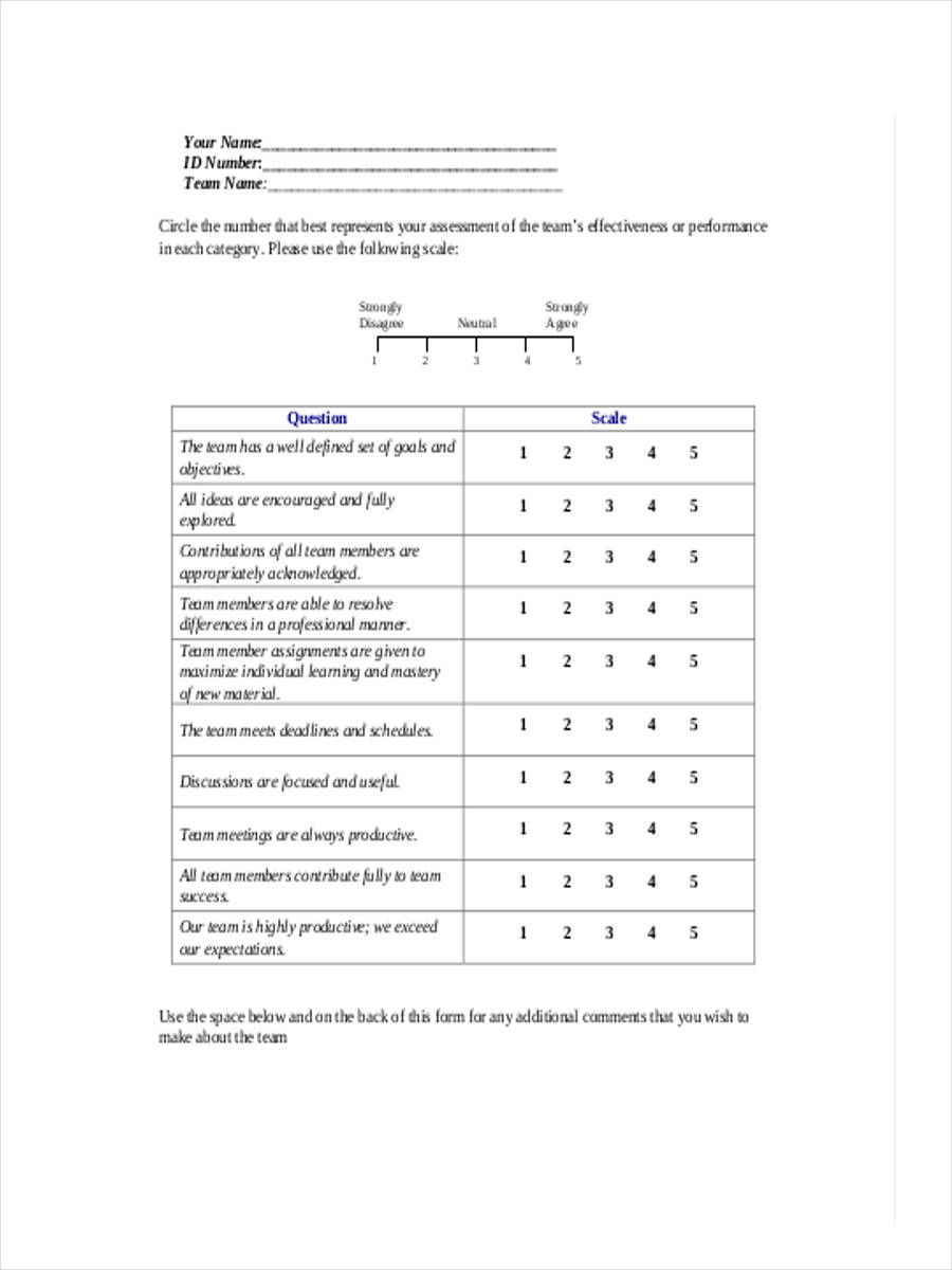 team meeting evaluation