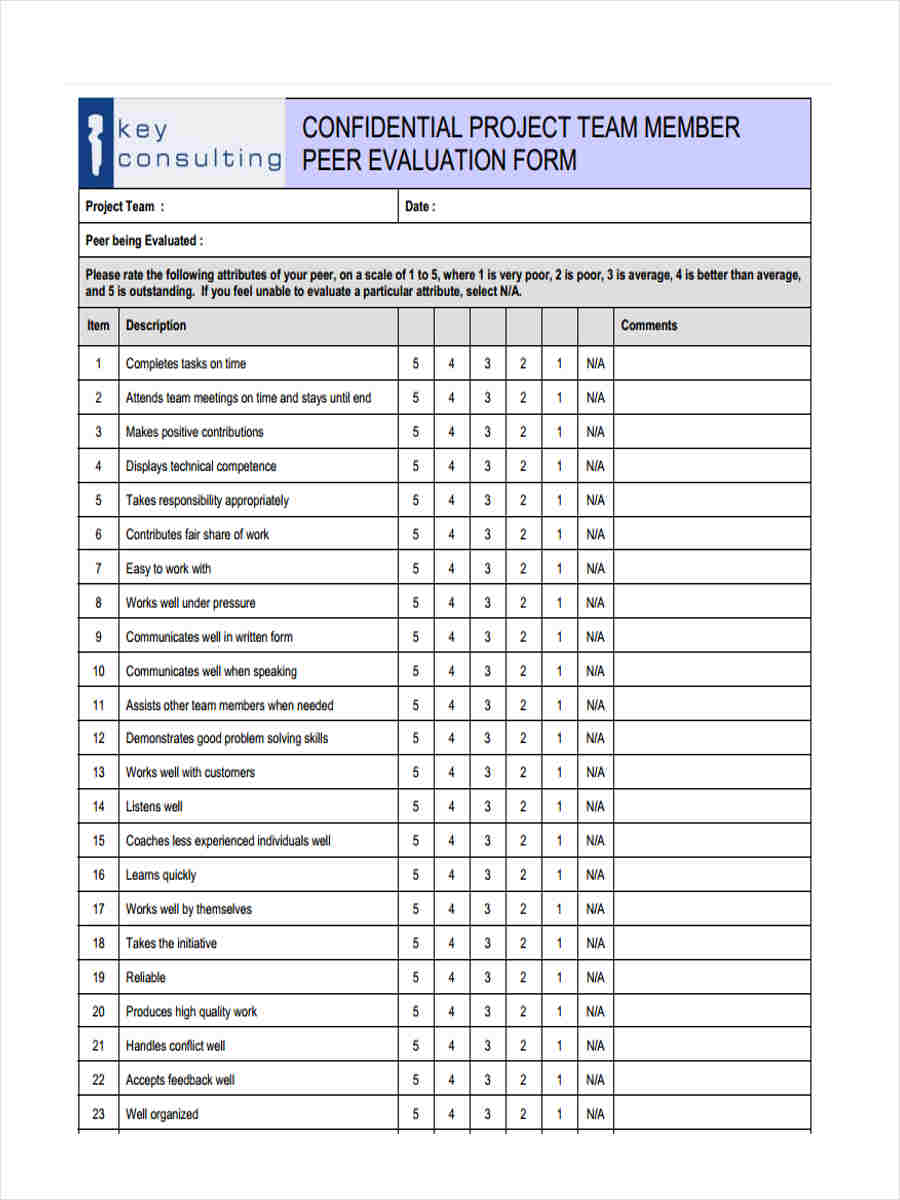 FREE 21+ Peer Evaluation Forms in PDF  MS Word In Blank Evaluation Form Template