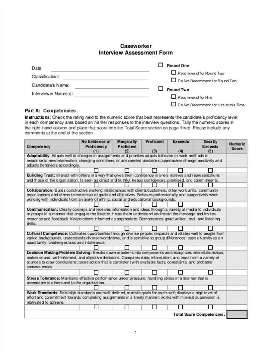 FREE 23+ Interview Assessment Forms in PDF | MS Word | Excel