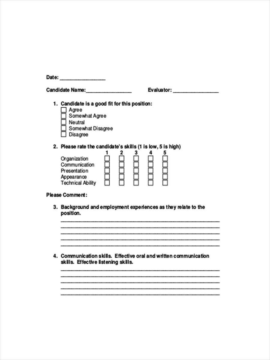 technical interview feedback form