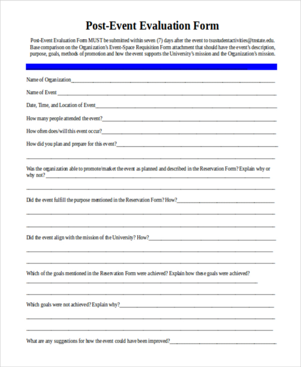 template post event evaluation form