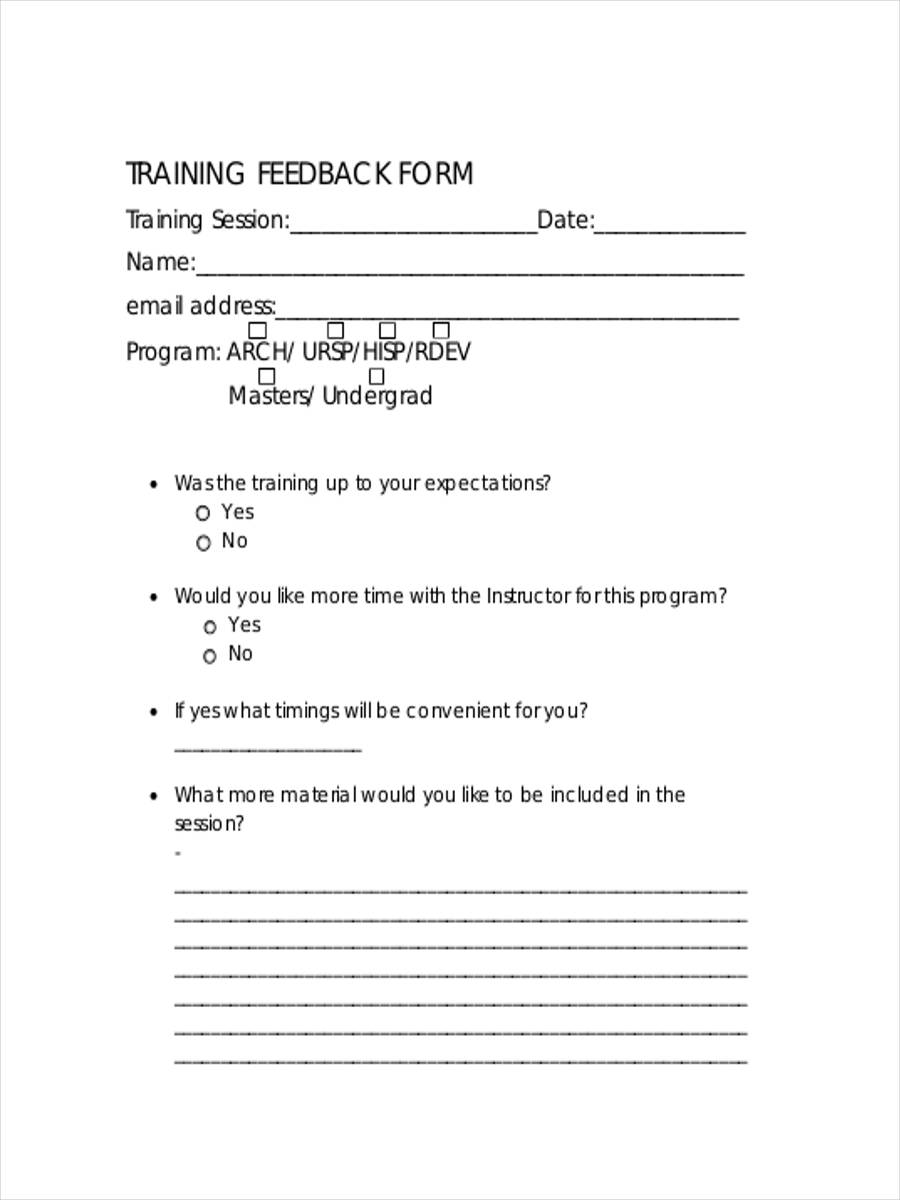 training feedback form sample1