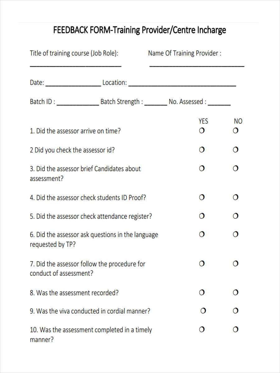 FREE 16+ Training Feedback Forms in PDF