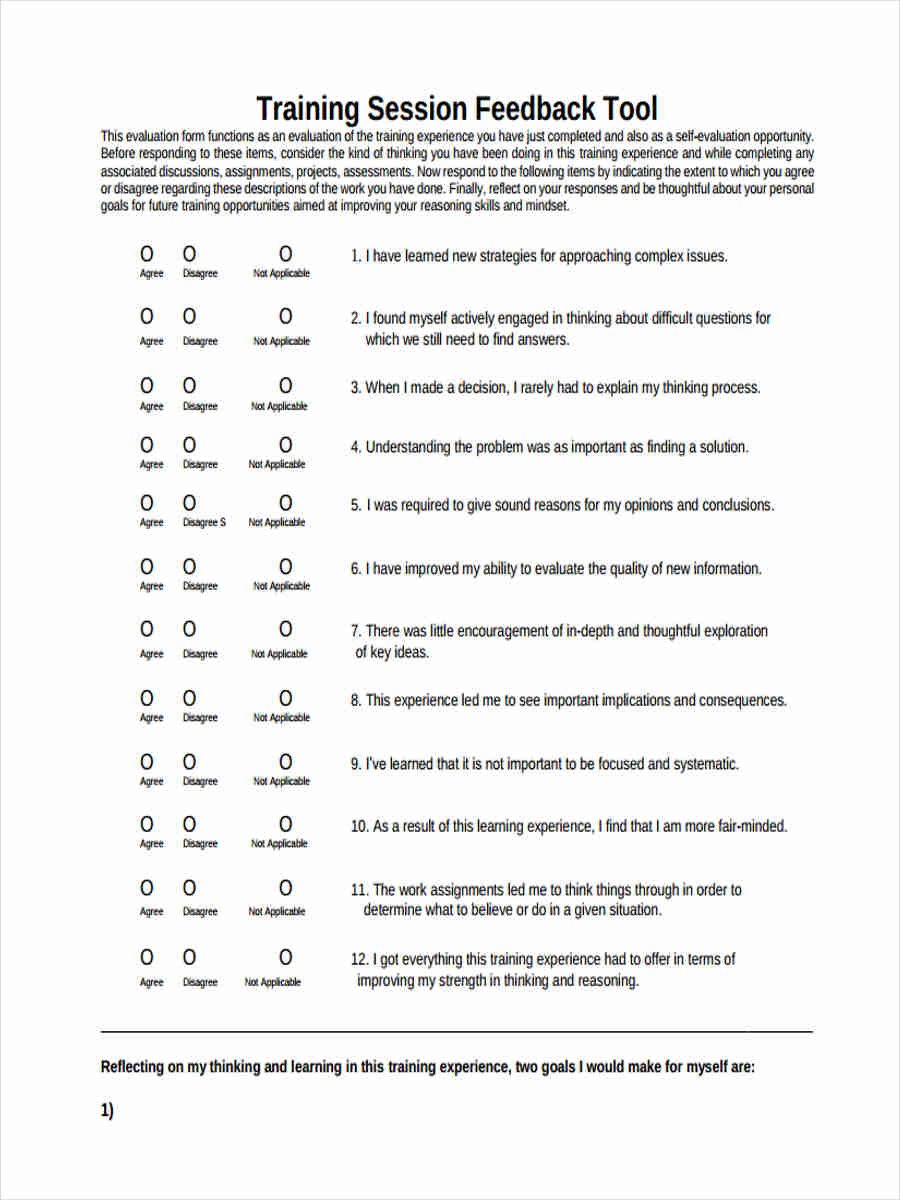 FREE 16+ Sample Training Feedback Forms in PDF Ms Word Excel
