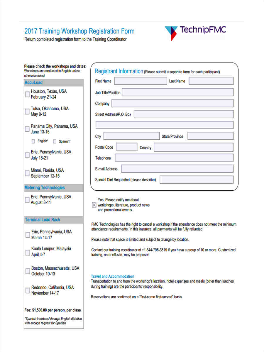 FREE 10+ Sample Workshop Registration Forms in MS Word | PDF