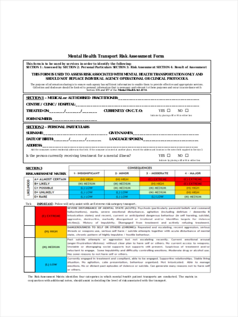 FREE 8+ Mental Health Assessment Forms in PDF | Ms Word