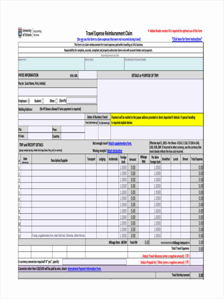 FREE 22+ Expense Reimbursement Forms in PDF  Ms Word  Excel Throughout Reimbursement Form Template Word