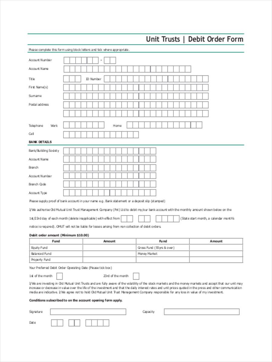 FREE 22+ Debit Order Forms in PDF  Ms WOrd Inside direct debit agreement template