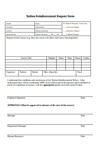 tuition reimbursement request form