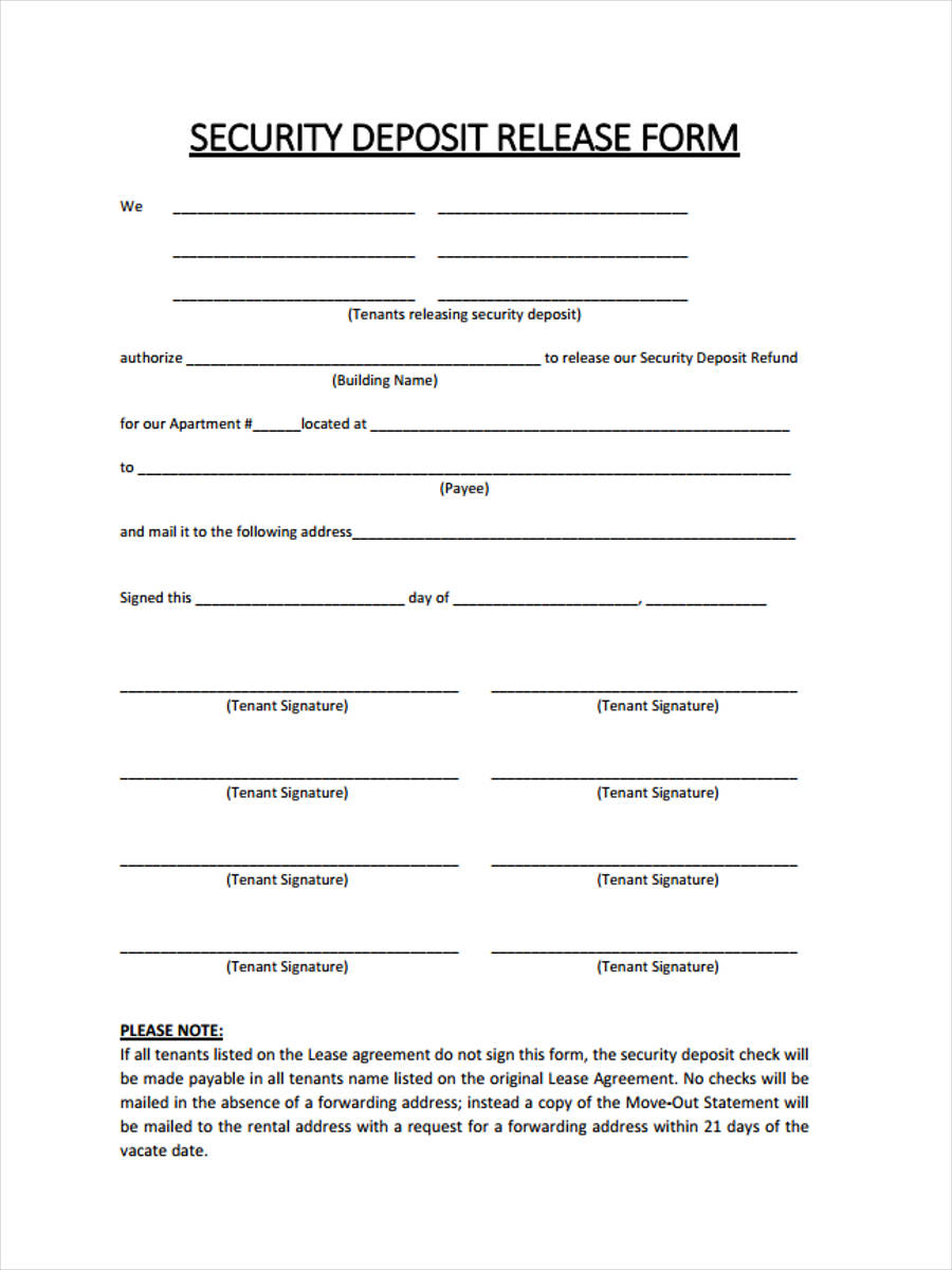 FREE 6  Rental Deposit Forms in PDF