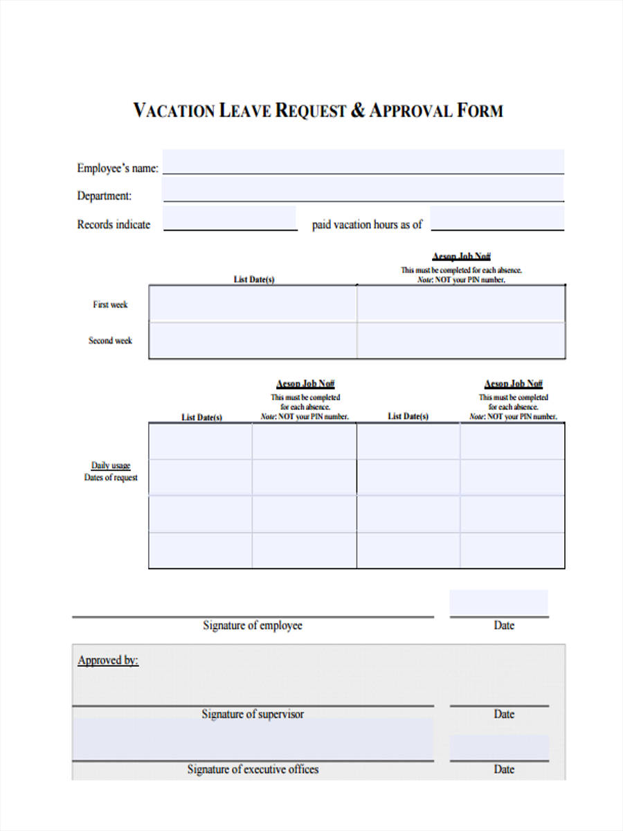 FREE 31+ Leave Request Forms in PDF Ms Word Excel