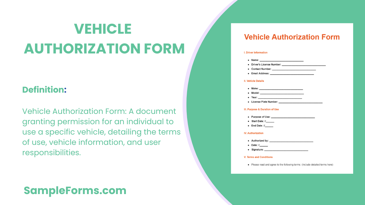 vehicle authorization forms