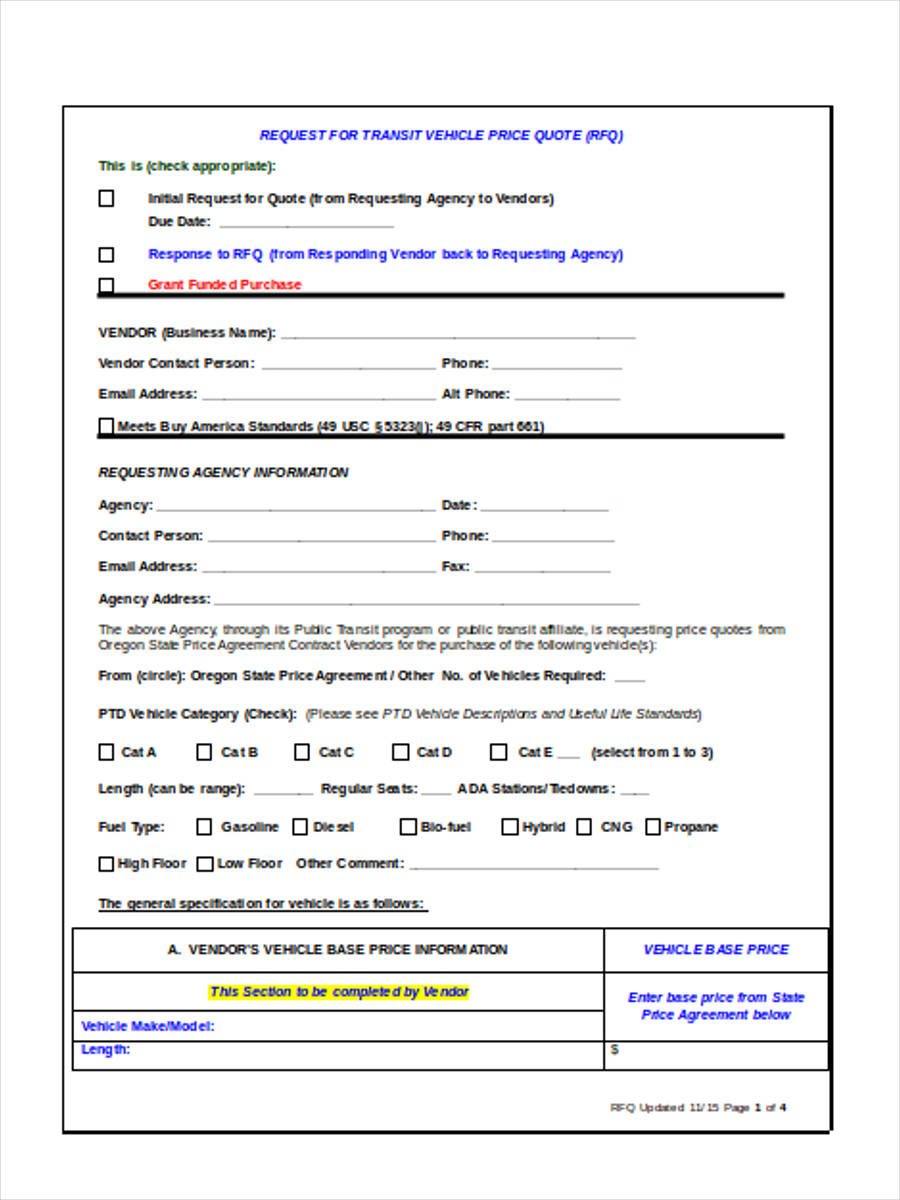 FREE 22+ Quote Forms in MS Word PDF Excel