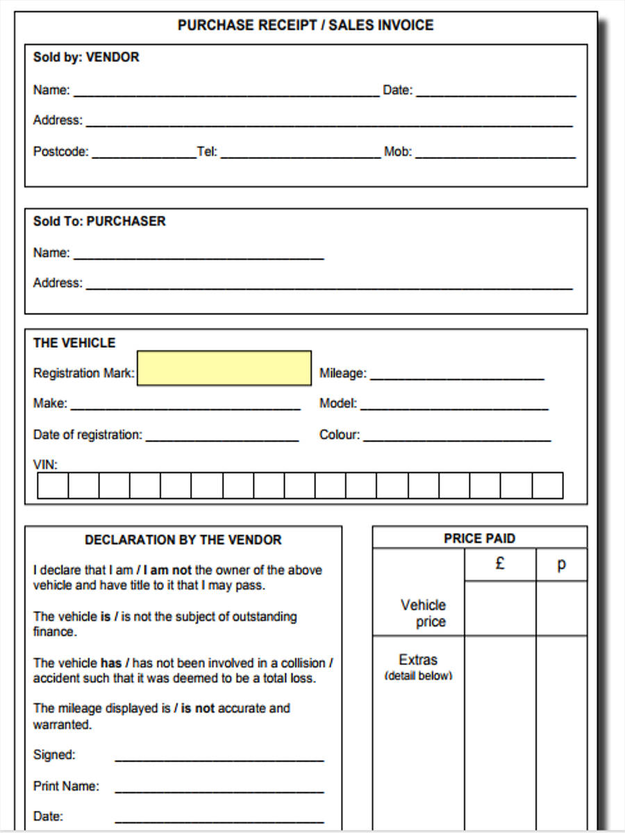 vehicle purchase form