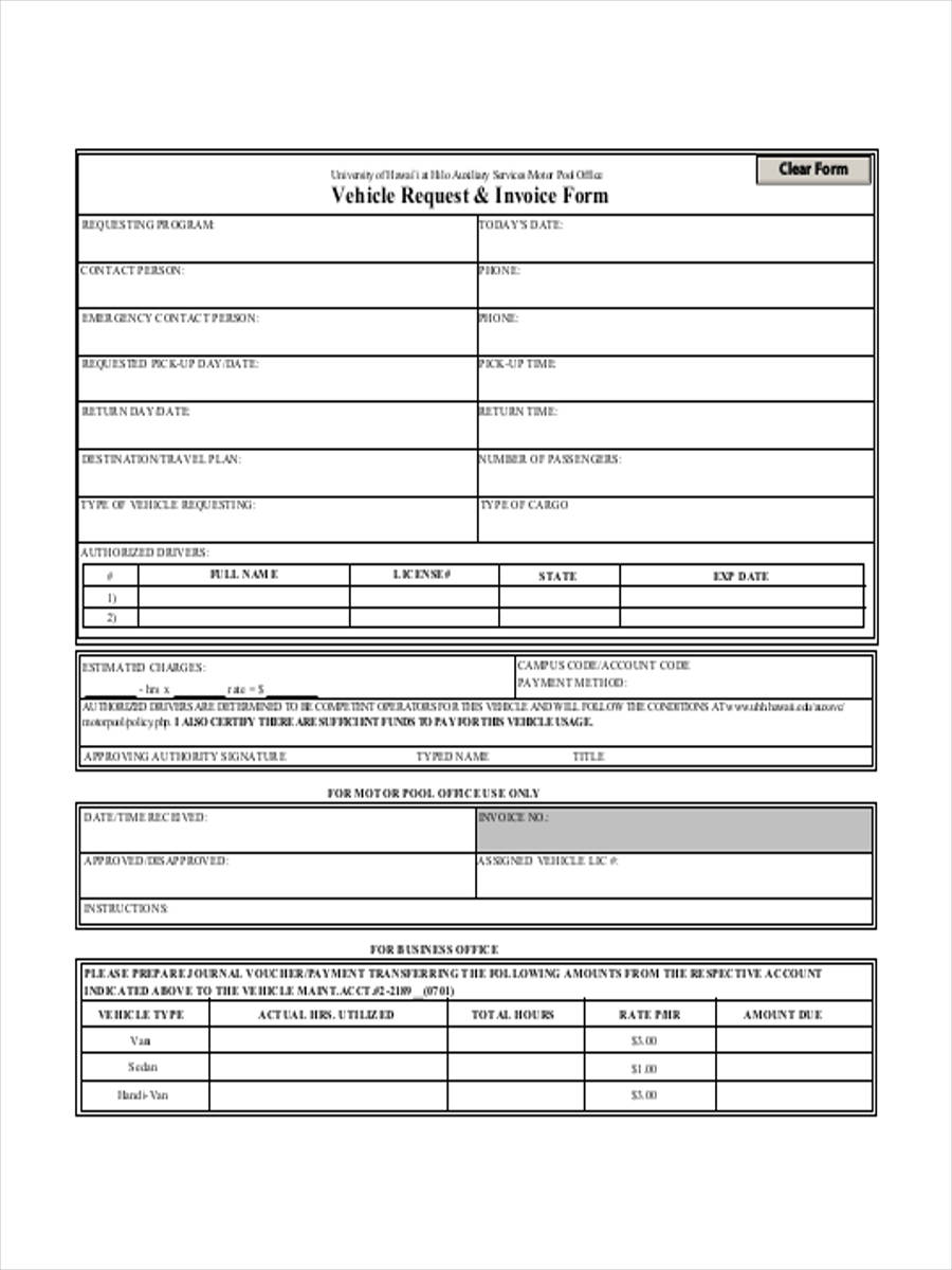 FREE 5 Vehicle Invoice Forms In WORD