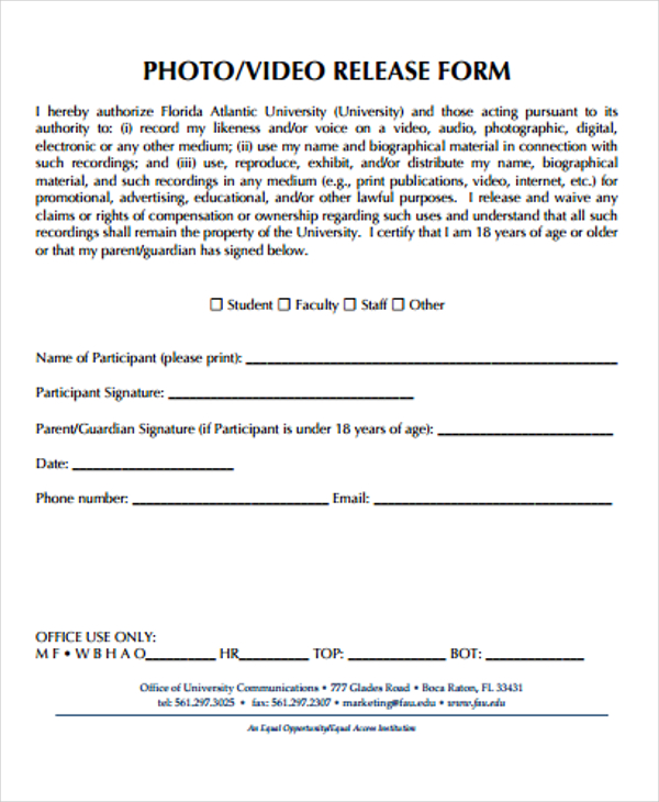 FREE 22 Print Release Form Samples In PDF MS Word